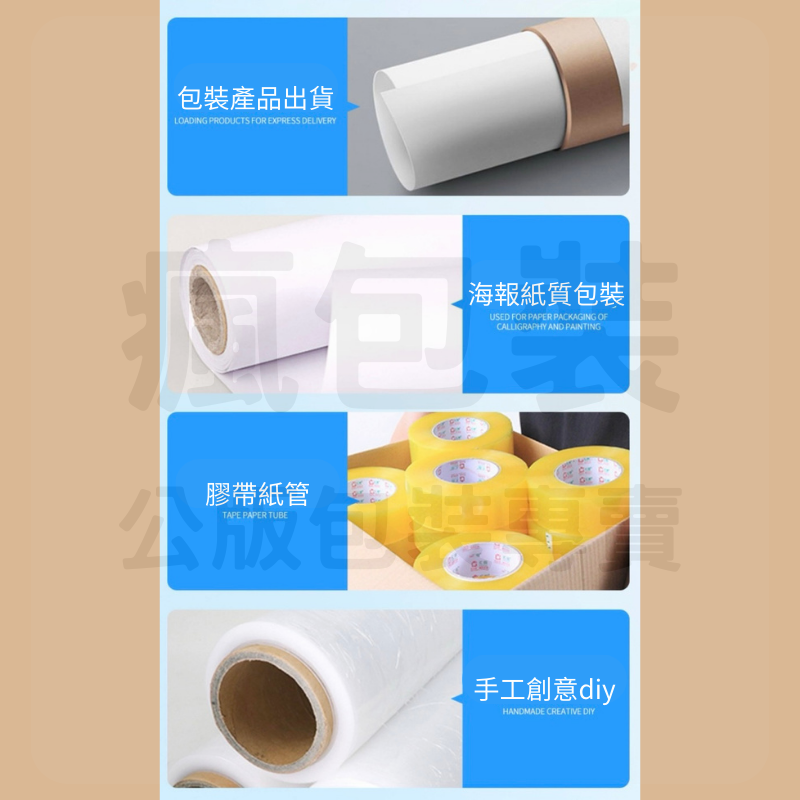 瘋包裝 40公分牛皮紙管 海報筒 附塑膠蓋 厚3mm 紙筒 捲筒 紙罐 牛皮紙捲 畫筒 海報收納 包材 收藏紙管 包裝-細節圖7