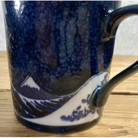 日本製美濃燒-名作神奈川沖浪裏馬克杯(無搭配盒)400ml-藍/紅兩色-細節圖5