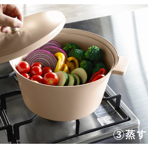 日本CB JAPAN　輕量無水調理鍋(20cm) COPAN 系列米色(新品)-細節圖5