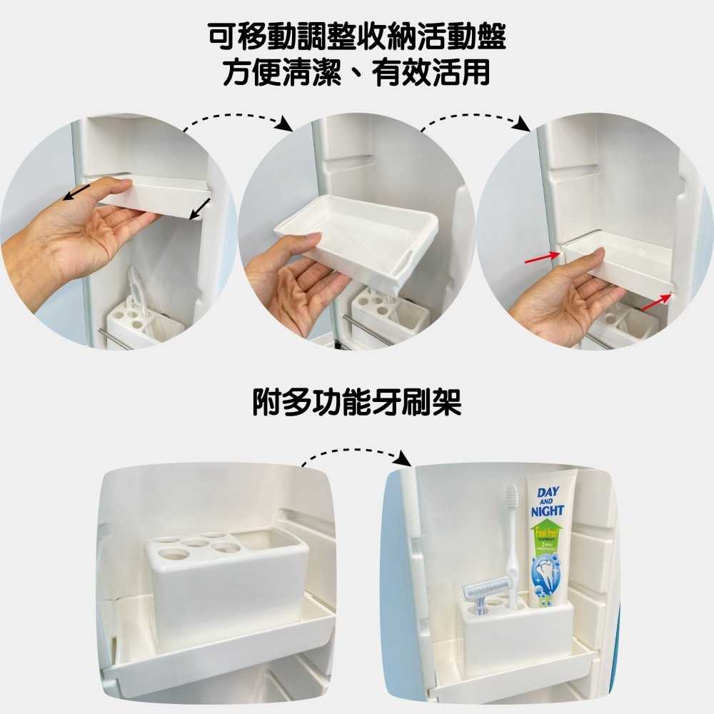 【CERAX 洗樂適衛浴】日式多層活動收納雙面鏡櫃60CM(台灣製造、雙面鏡櫃、ABS) LAMB-60A-細節圖2