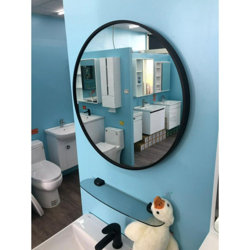 【CERAX 洗樂適衛浴】 鋁製黑框圓鏡 浴室鏡子 衛浴 浴鏡 鏡子 化妝鏡 (LT-6060-B/LT-7070-B)