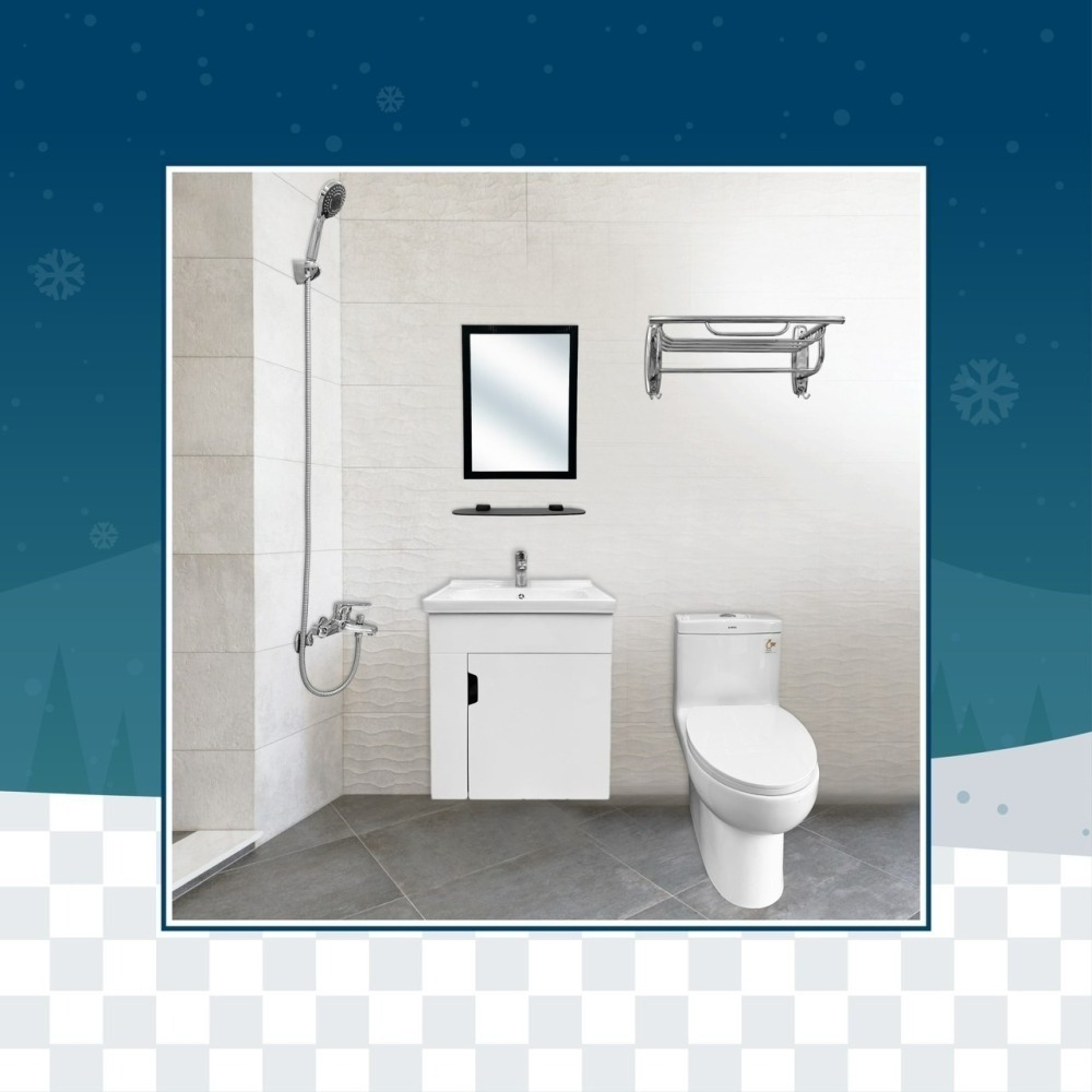 『洗樂適台南義林店』衛浴六件式套組 投資自用套房推薦 50公分面盆浴櫃+單體馬桶+面盆龍頭+沐浴龍頭組+放衣架+鏡子-細節圖9