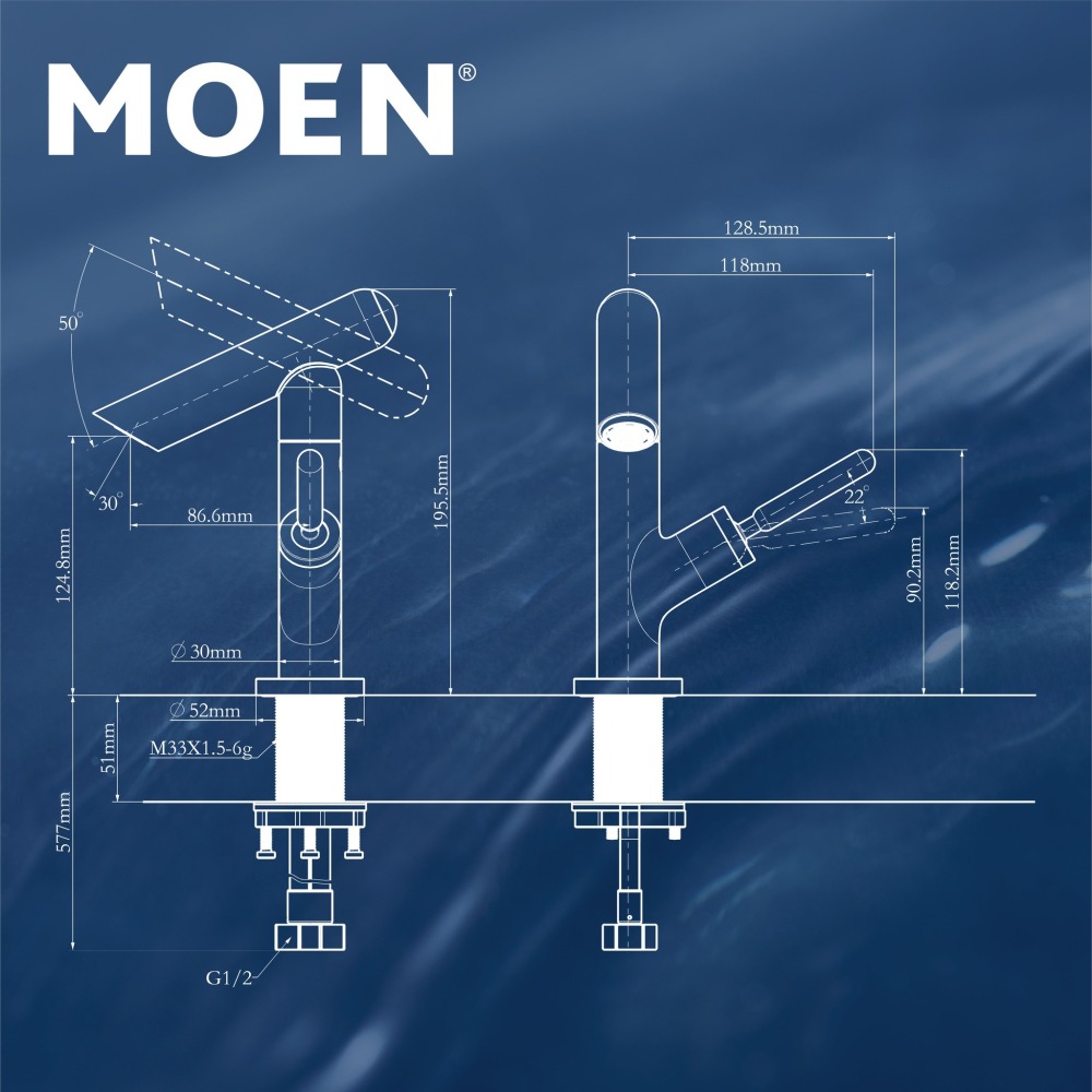 【CERAX 洗樂適衛浴】美國第一暢銷品牌MOEN 單孔單把手旋轉水嘴面盆龍頭(GN15122)衛浴 浴室-細節圖3