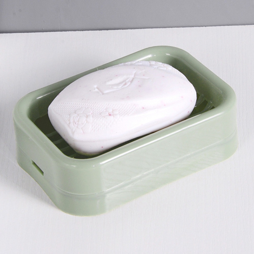 格子雙層肥皂盒－綠色
