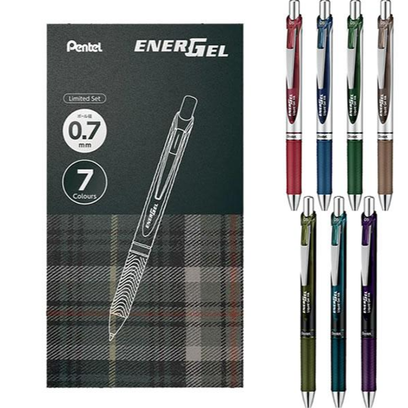 【Pentel】 飛龍 ENERGEL 限定盒裝極速圓珠筆 限定七色套裝0.7/0.5mm-細節圖3