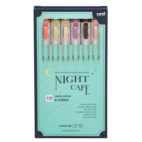 【三菱鉛筆】UNI BALL ONE NIGHT CAFE夜間咖啡館 自動圓珠筆 限定色0.38六入組/單支