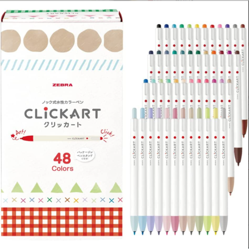 【Zebra】Clickart 按壓式無蓋水性彩色筆 48色套組 0.6mm