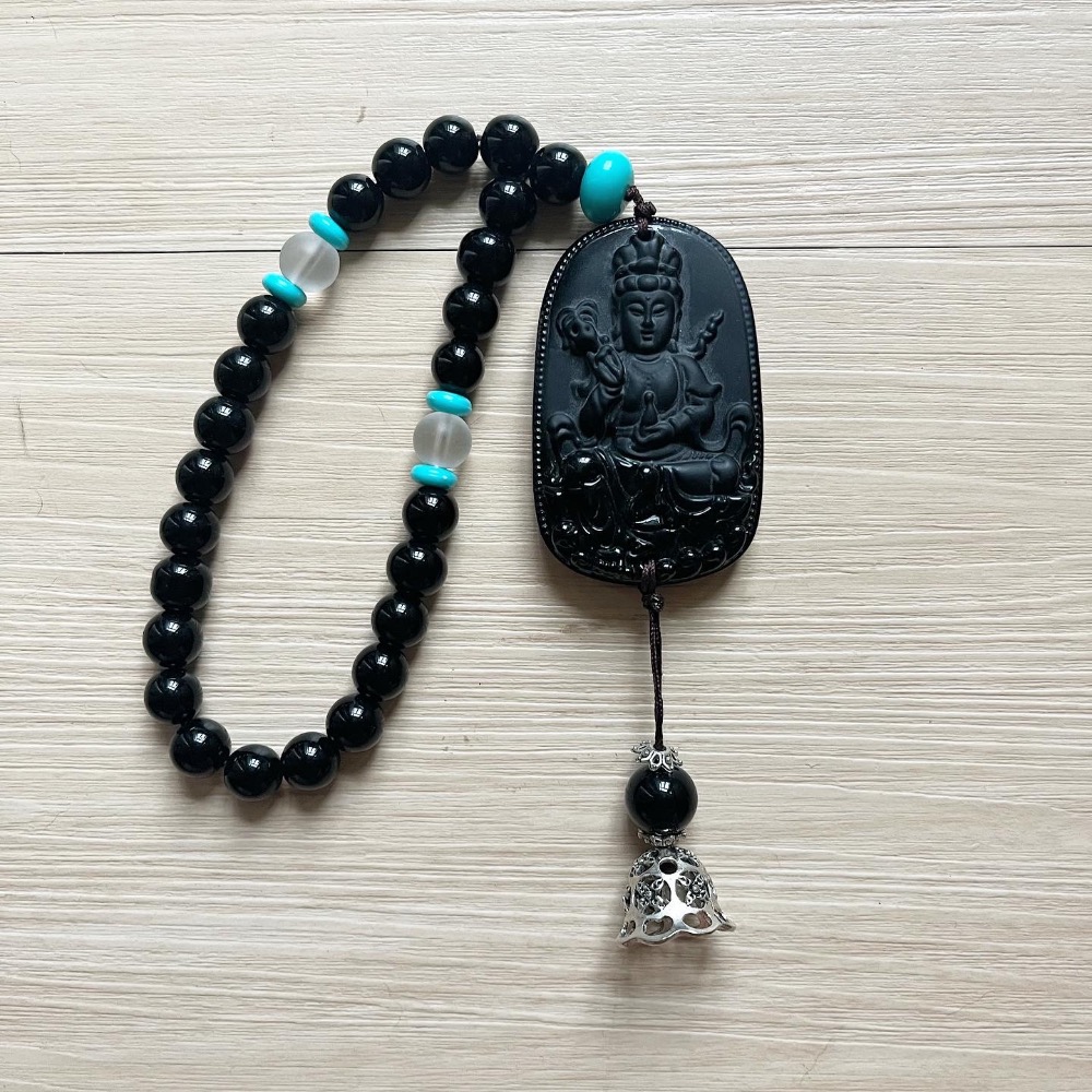 ㄅㄆㄇㄈ水晶寶寶工作-  黑曜石 海洋玉髓項鍊-細節圖3