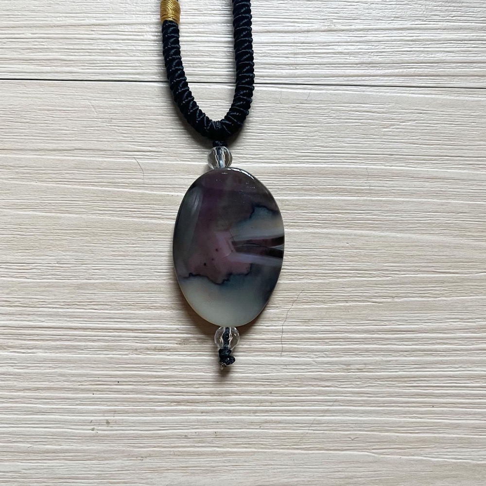 ㄅㄆㄇㄈ水晶寶寶工作-  黑曜石 海洋玉髓項鍊-細節圖5