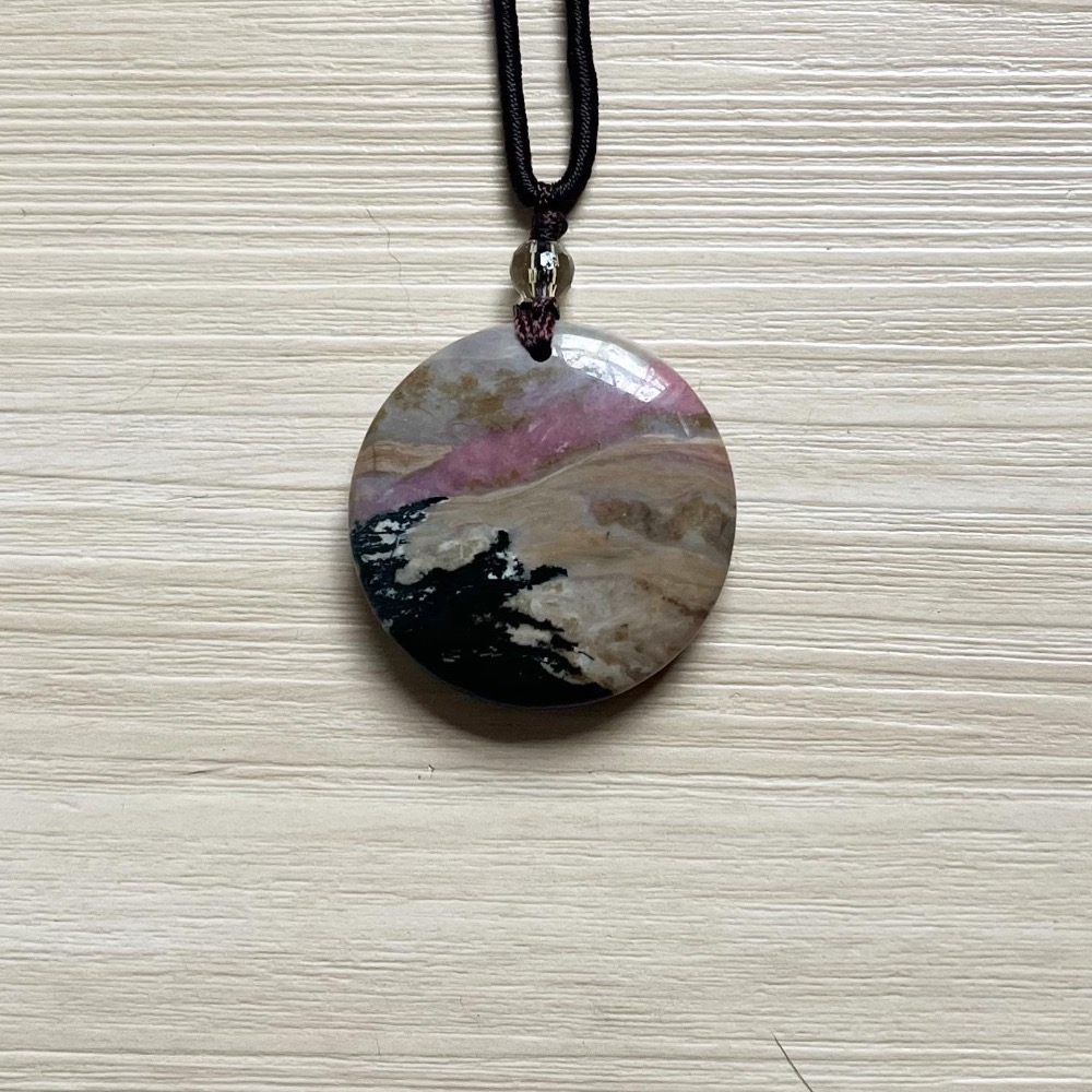 ㄅㄆㄇㄈ水晶寶寶工作室- 台灣玫瑰岩項鍊-山水畫系列-細節圖5
