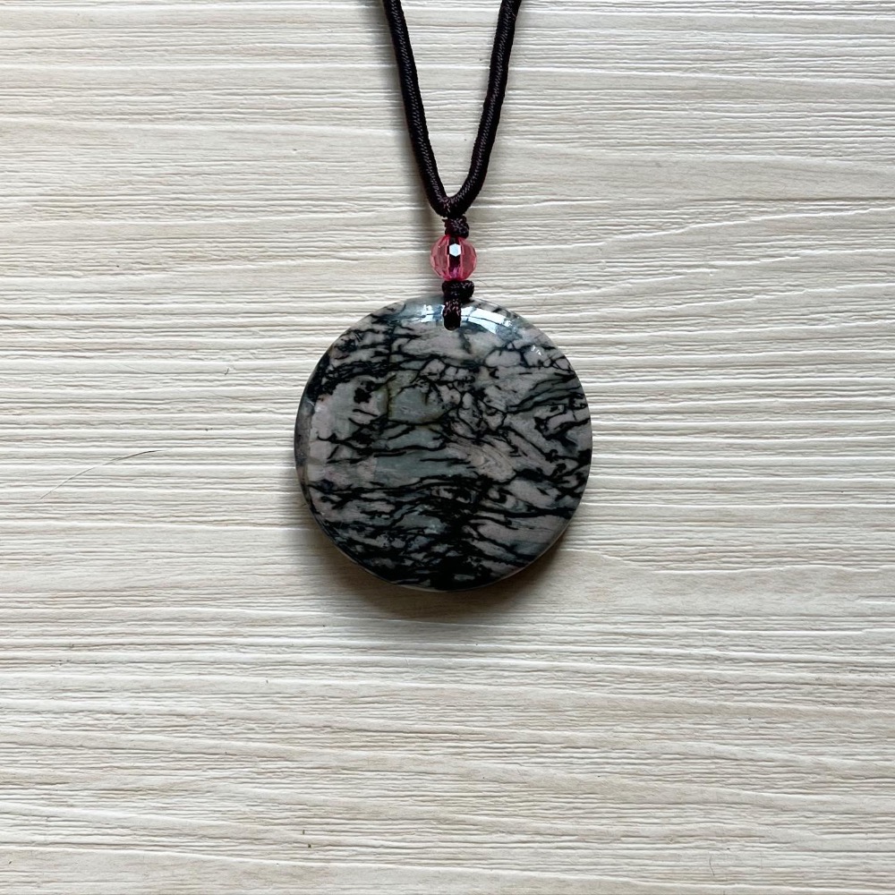 ㄅㄆㄇㄈ水晶寶寶工作室-台灣玫瑰岩項鍊-山水畫系列-細節圖4