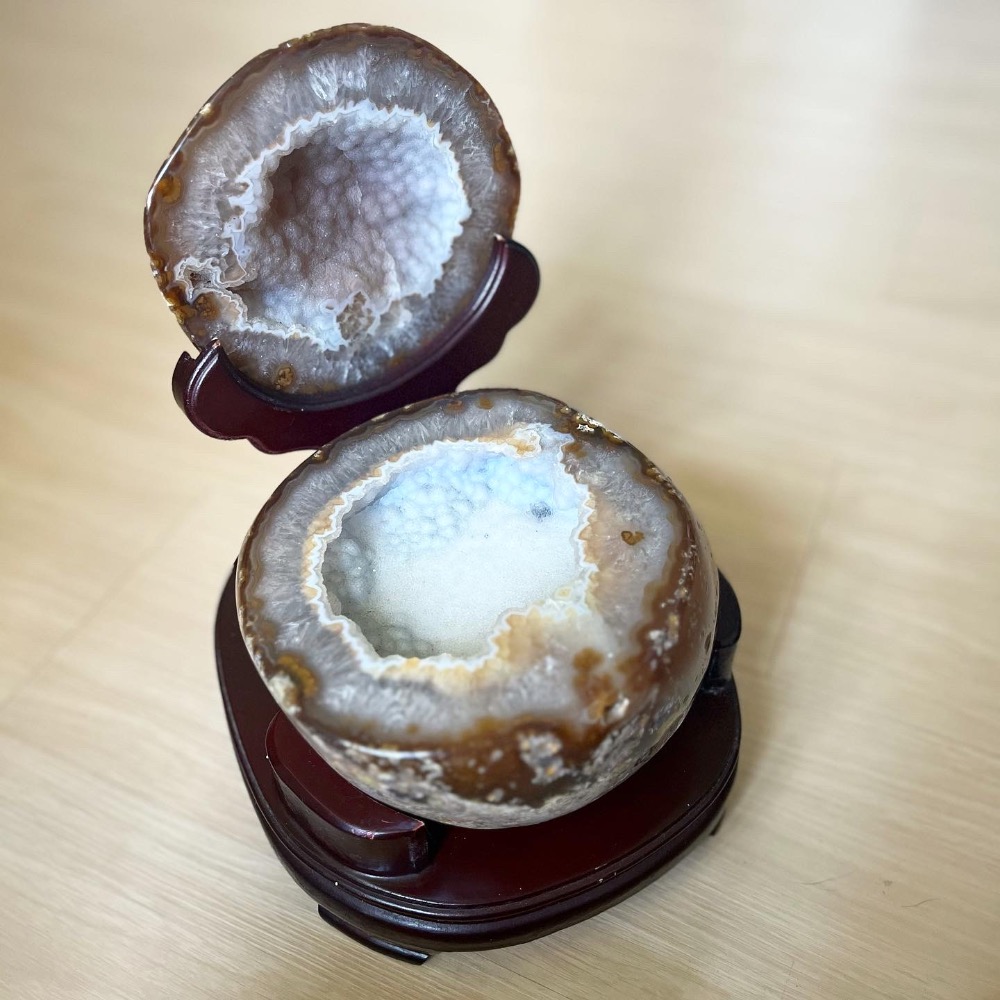 ㄅㄆㄇㄈ水晶寶寶工作室- 雪景瑪瑙粉晶聚寶盆-細節圖2