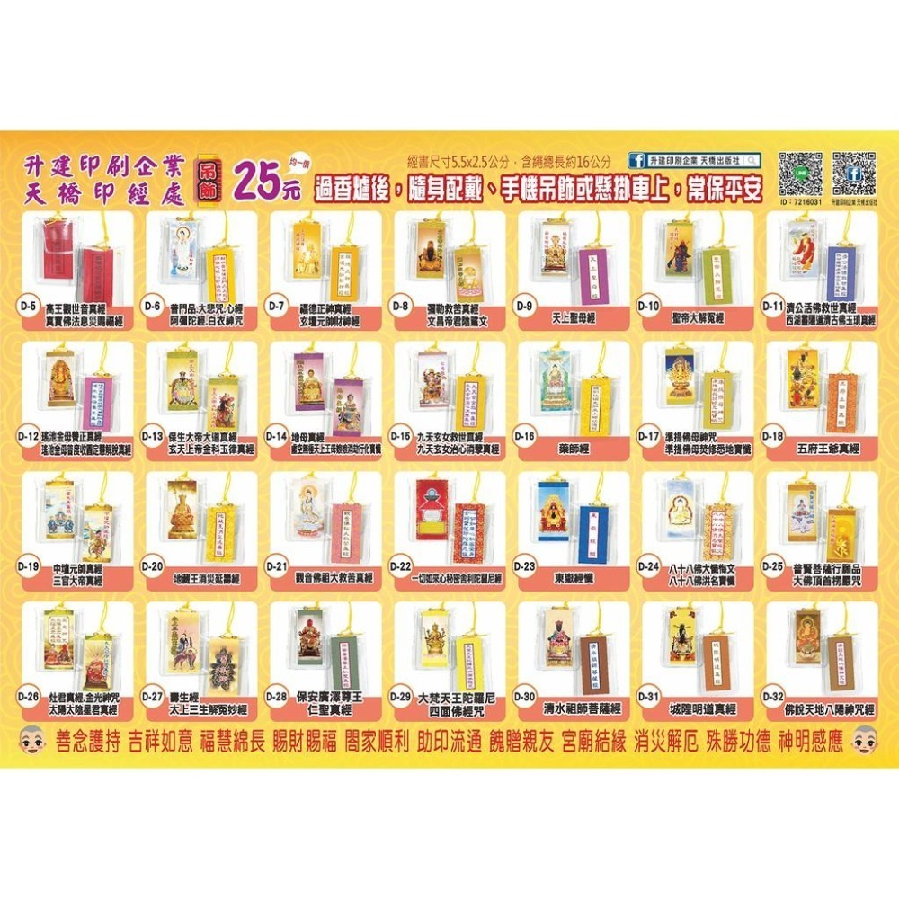 【天橋印經處】D-25普賢菩薩行願品.大佛頂首楞嚴咒/經書吊飾（吊繩『紅/黃』隨機出貨）-細節圖5