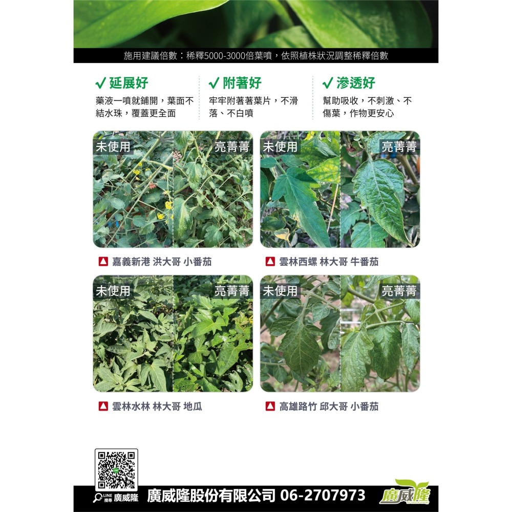 ├豐收樂┤ 亮菁菁  200ml 高效滲透展著劑 省量高效 廣威隆-細節圖3