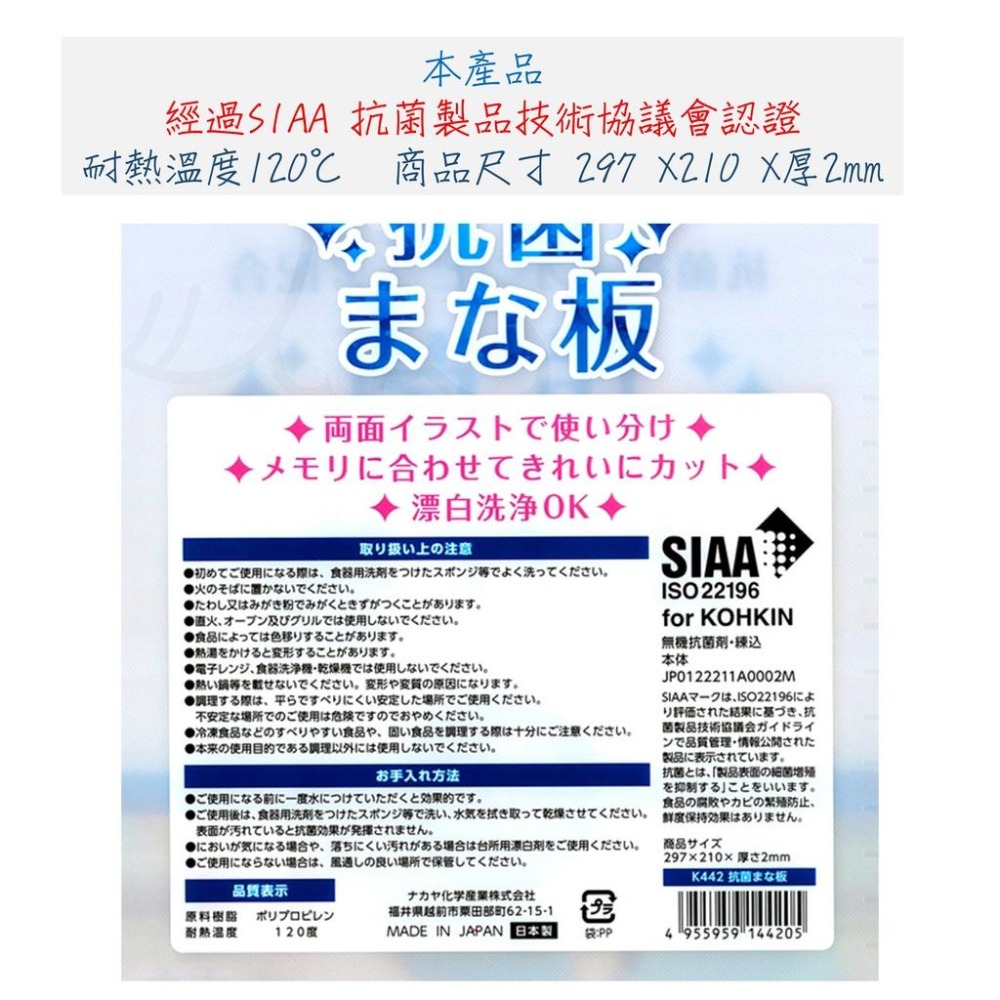 日本 抗菌雙面可用樹脂砧板 NAKAYA SIAA認證  切菜板 沾板-細節圖2