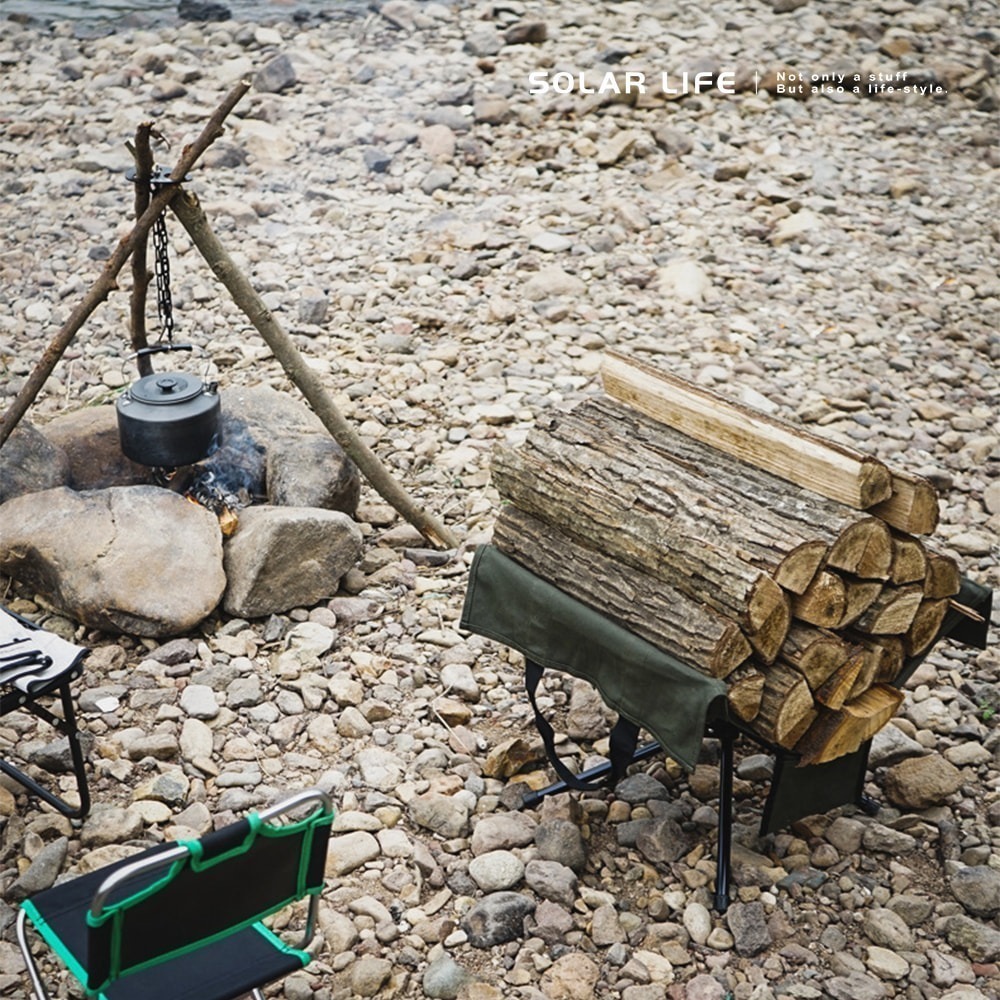 Solar Life 索樂生活 鋁合金柴薪架含柴火收納袋.折疊柴火架 木柴架 拾柴包 露營置物架 露營焚火台-細節圖3