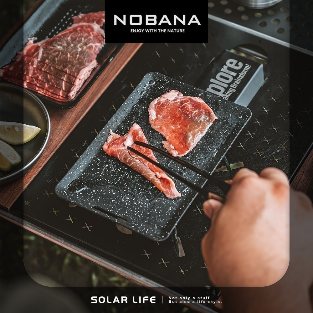 NOBANA 麥飯石迷你烤盤.方型烤盤 蜘蛛爐烤盤 個人燒烤 露營煎鍋 迷你小煎盤-細節圖2