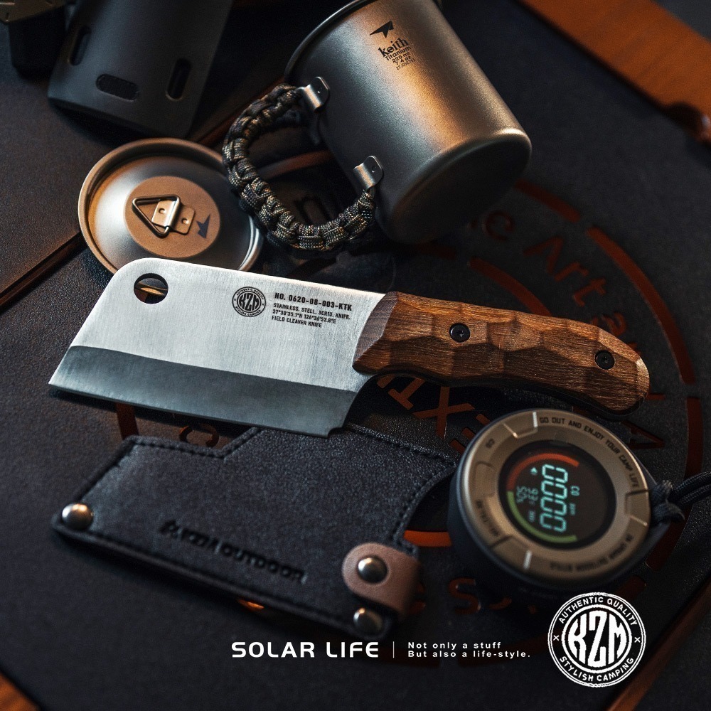 KAZMI KZM 工業風木柄料理刀.迷你菜刀 隨身廚房刀 露營廚師刀 不鏽鋼露營刀 切刀牛刀-細節圖7