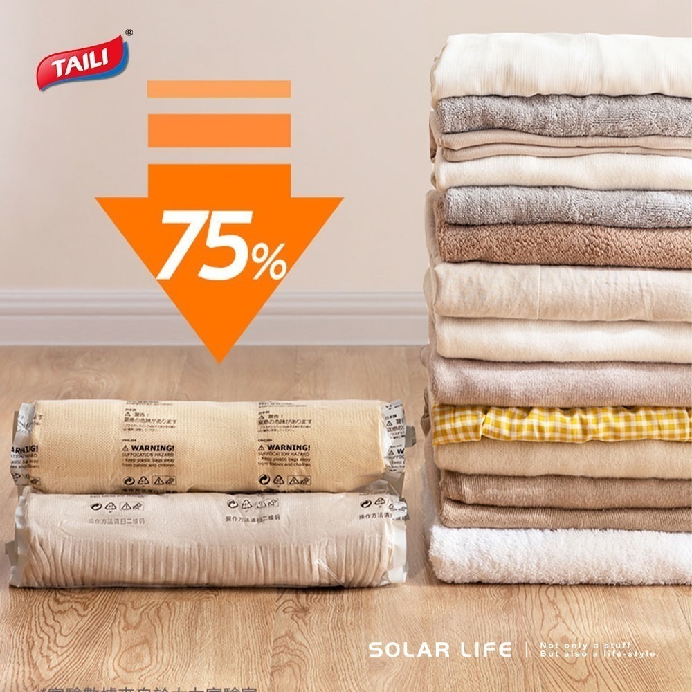 TAILI太力 行李箱方案6件組 免抽氣真空壓縮袋2D (M+S+XS)*2 可重覆使用 專利加厚款.衣服收納袋-細節圖3