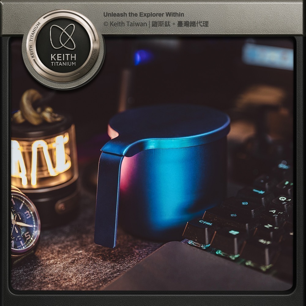 Keith 鎧斯鈦 CC炫彩鈦杯 400ml.純鈦杯子 登山鈦杯 鈦馬克杯 露營提耳杯 手把露營杯-細節圖8