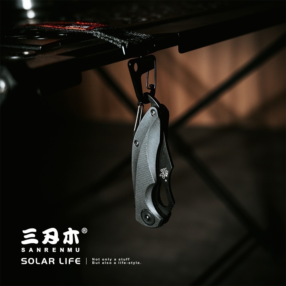 SANRENMU 三刃木 戶外黑刃折刀/8Cr13Mov鋼/7033LUI-PH.不鏽鋼折刀 EDC口袋刀 露營求生刀-細節圖6