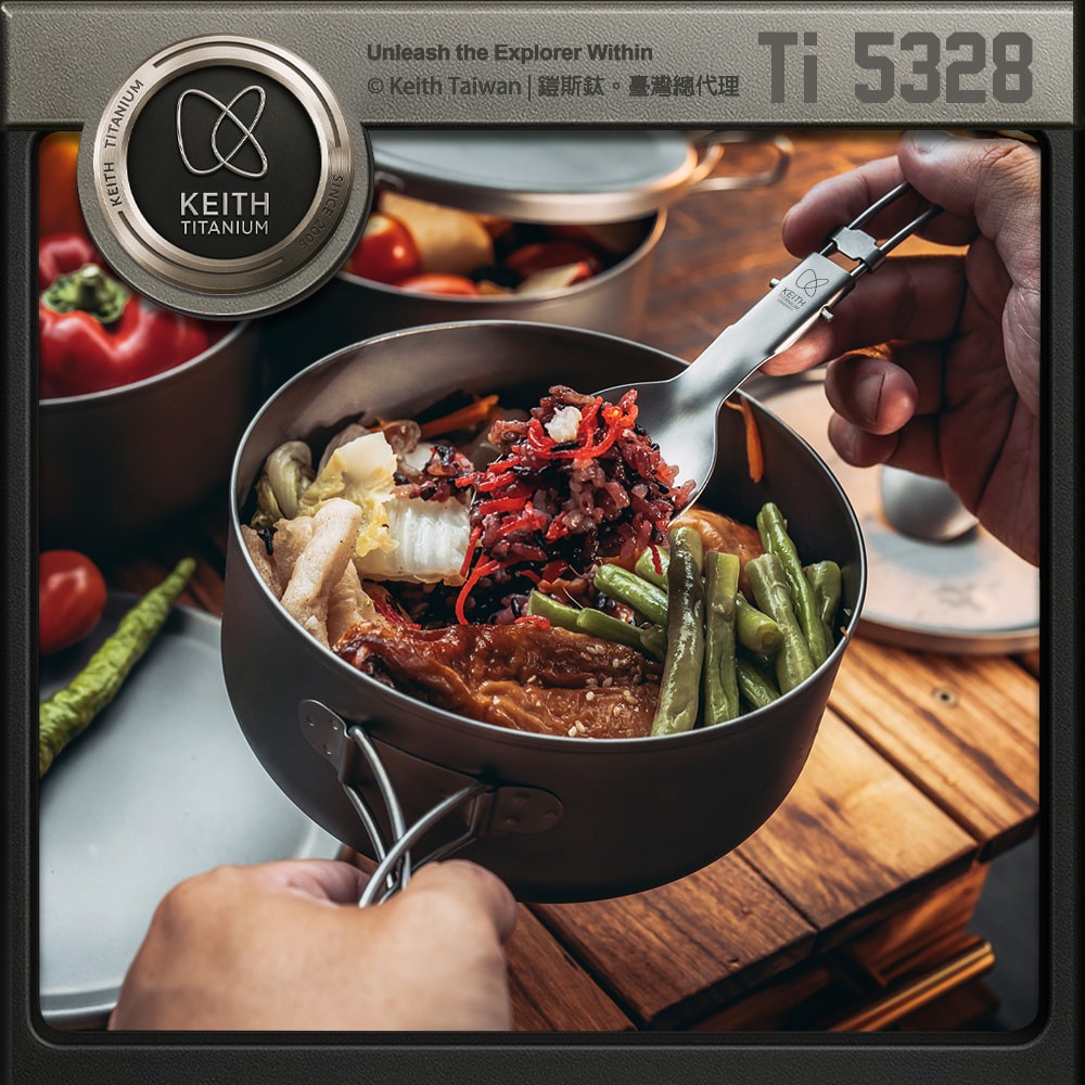 Keith 鎧斯鈦單層便當盒 1000ml / Ti5328.露營泡麵碗 戶外圓型飯盒 野營鈦餐盒 登山純鈦碗 輕量環保-細節圖3