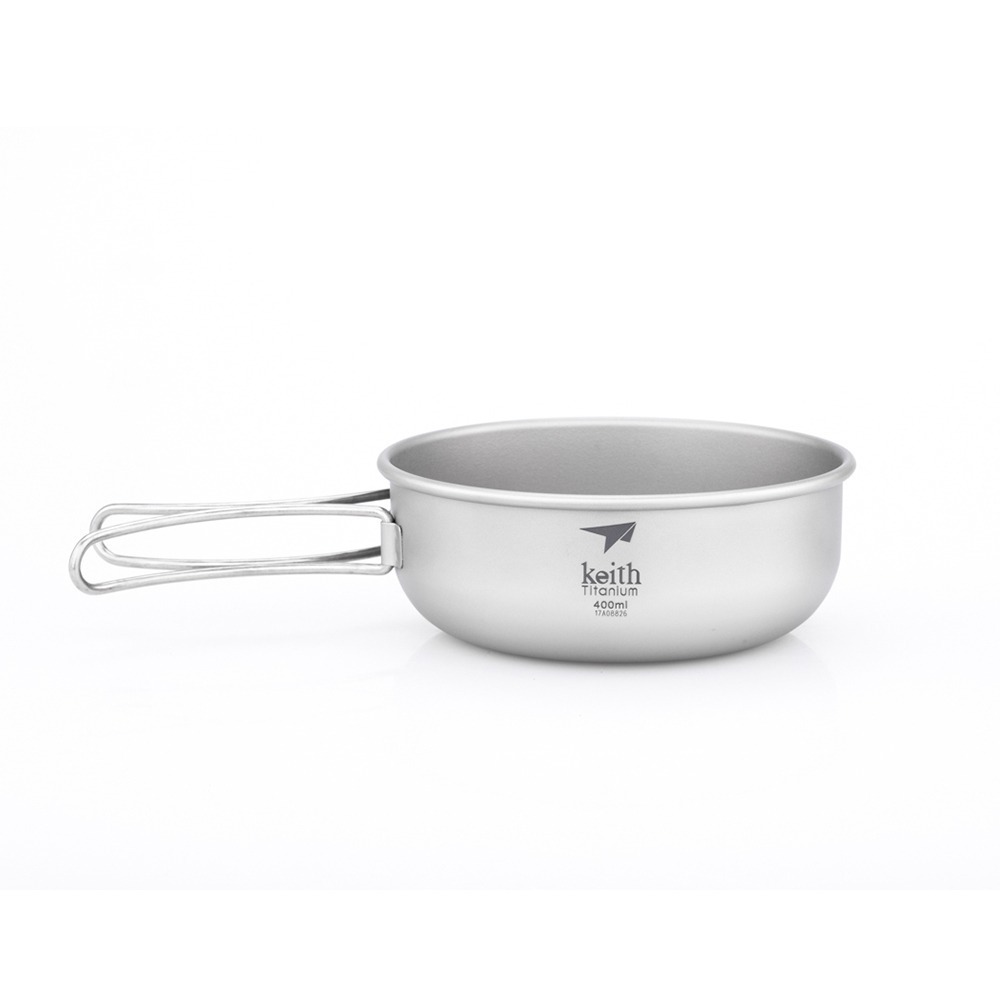 Keith 鎧斯鈦單層手柄鈦碗 400ml / Ti5324.野炊登山碗 摺疊露營碗 折疊鈦碗 摺疊柄碗 鈦湯碗-細節圖2