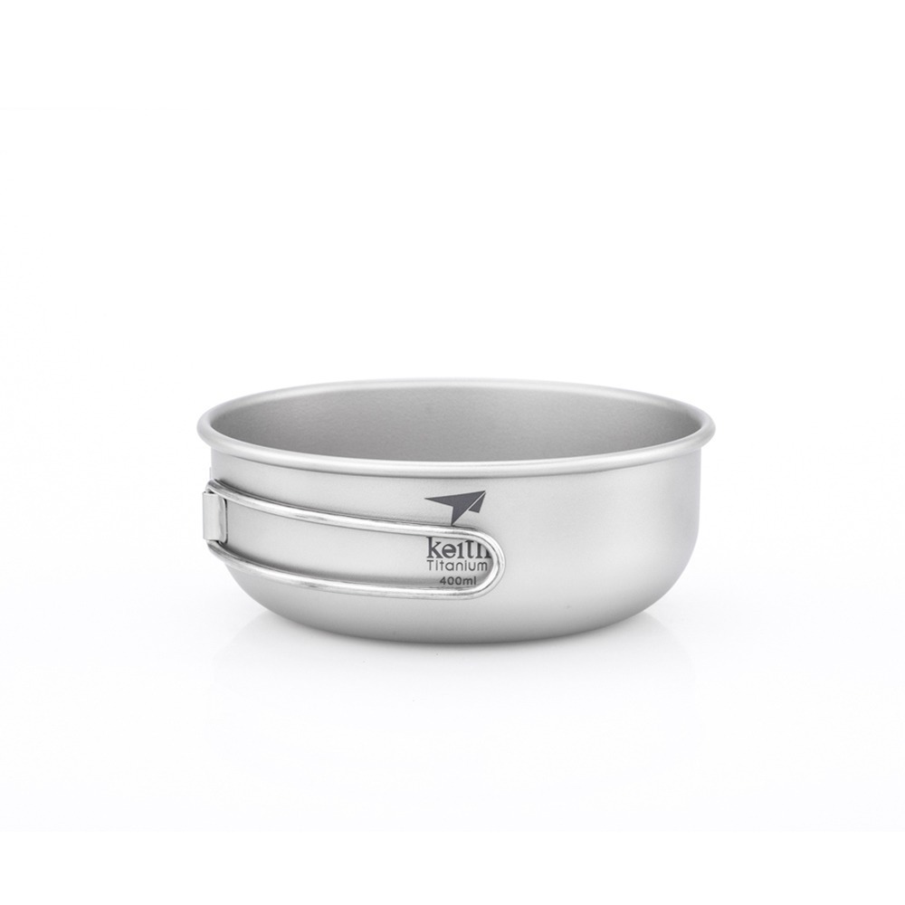 Keith 鎧斯鈦單層手柄鈦碗 400ml / Ti5324.野炊登山碗 摺疊露營碗 折疊鈦碗 摺疊柄碗 鈦湯碗-細節圖3