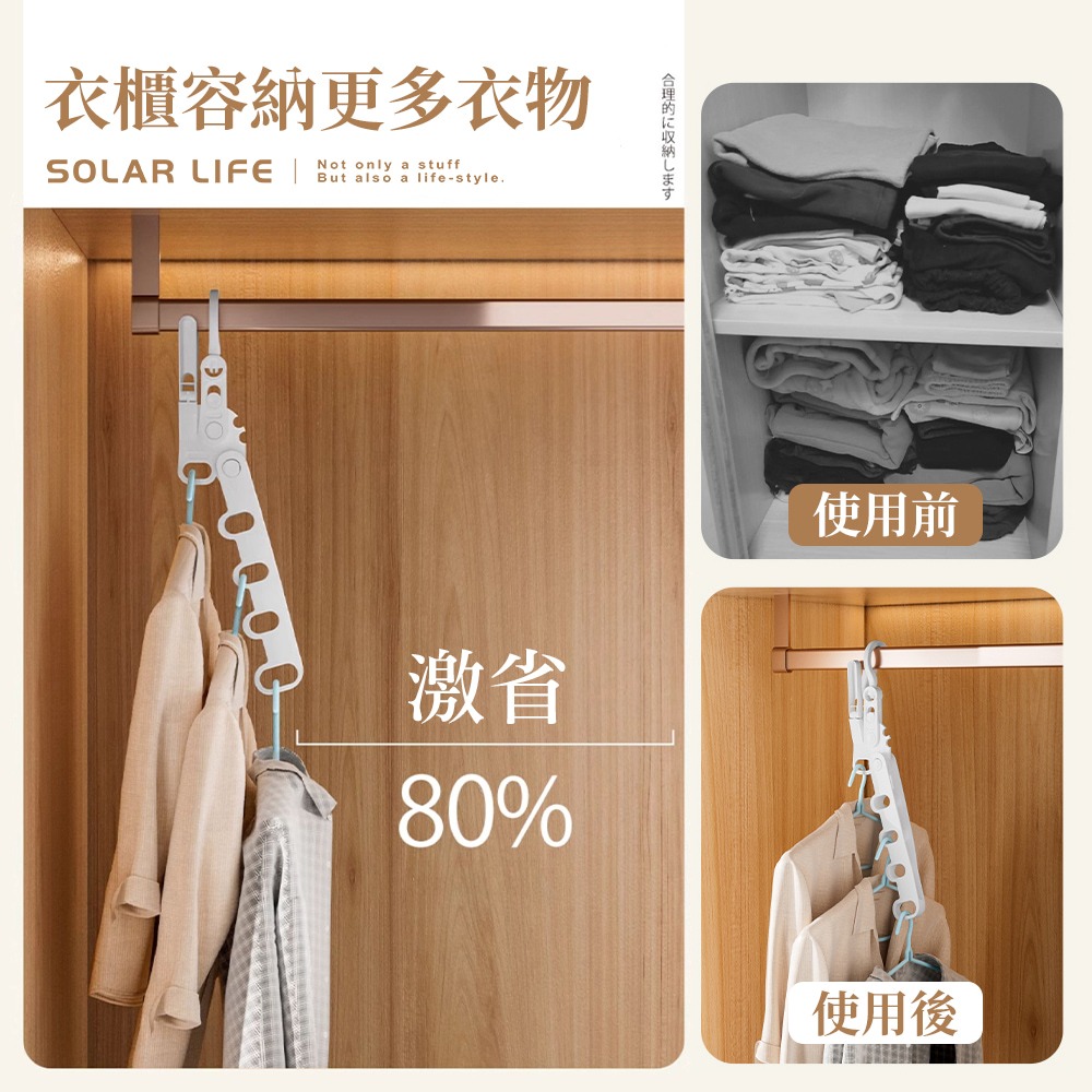 Solar Life 索樂生活 五孔折疊衣架.折疊曬衣架 出差旅行衣架 門後衣架 室內晾衣架 窗框曬衣架-細節圖7