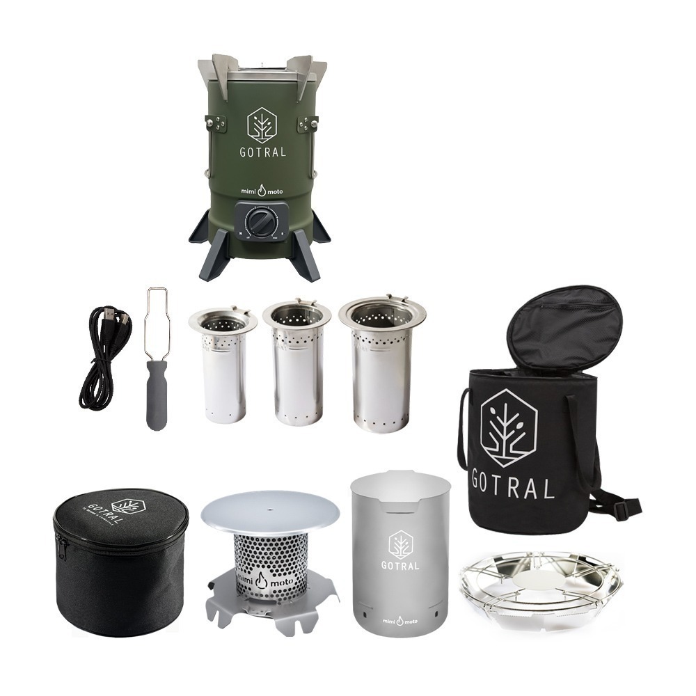 軍綠組合(含暖爐套件+暖爐收納袋+輔助爐架+集灰桶)