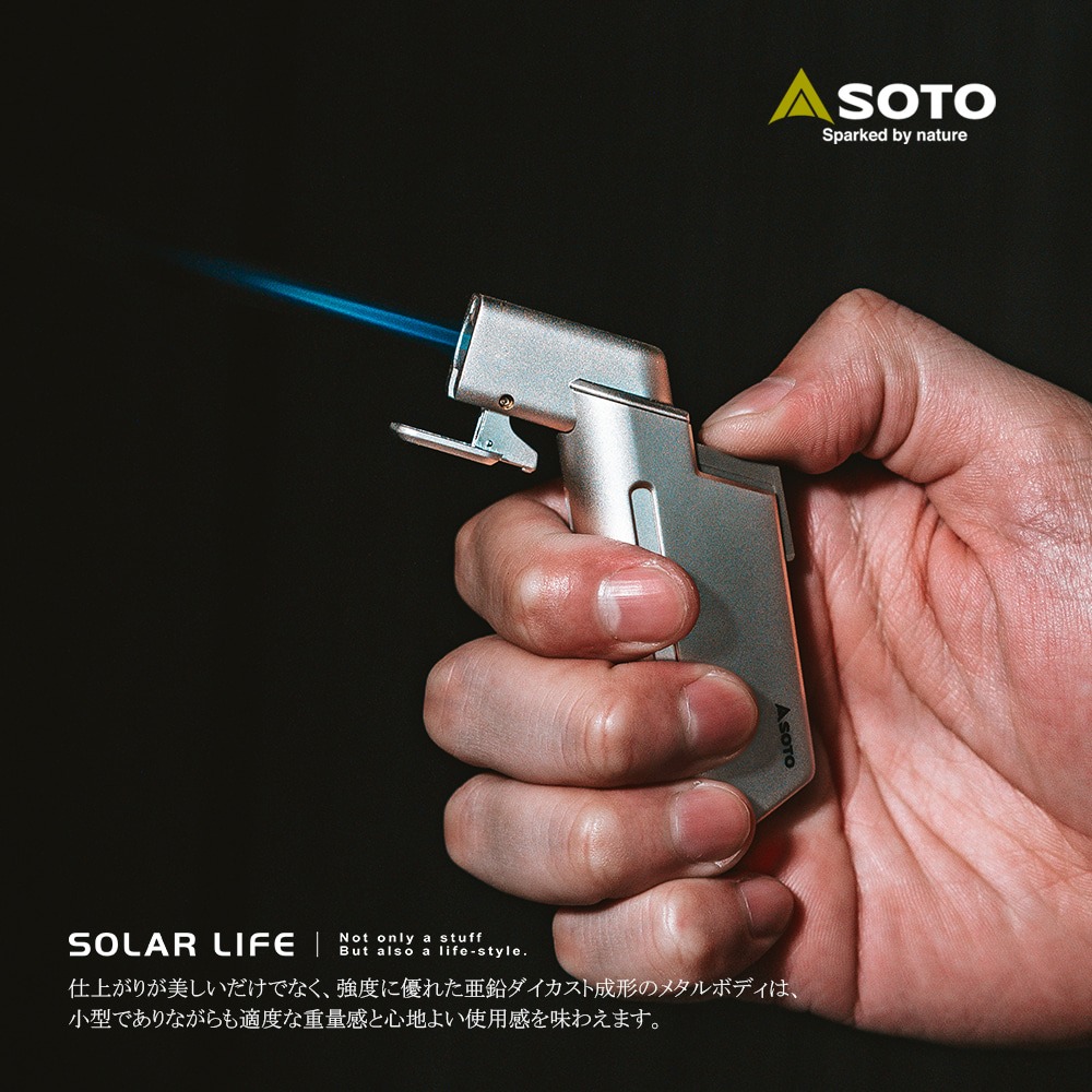 SOTO 金屬系L型填充式迷你點火器ST-489.電子點火器 防風打火機 填充式點火器 掌中型打火機 登山露營-細節圖2