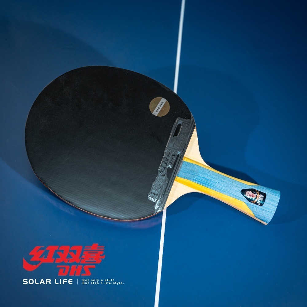 紅雙喜DHS 六星級桌球拍H6002(狂飆8+天弓)/贈球拍套+6球.乒乓球拍 橫拍 膠皮球拍 負手板 桌球刀板-細節圖4