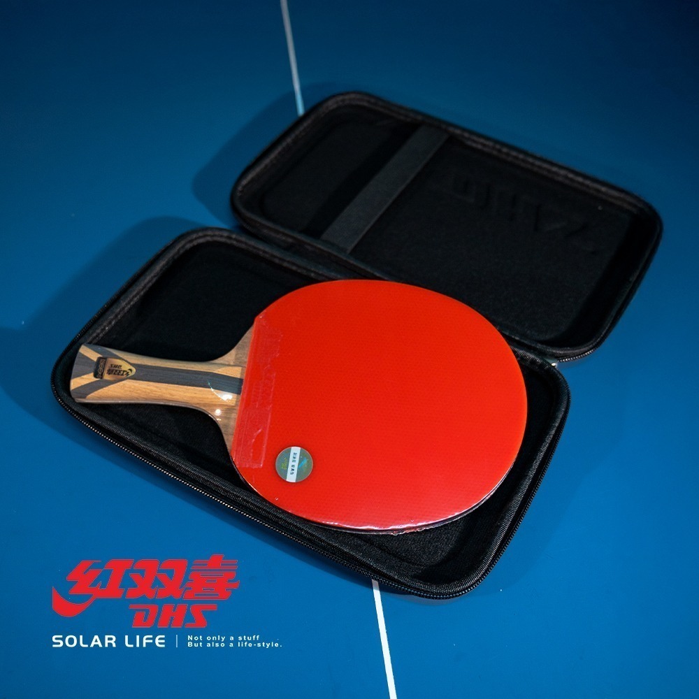 紅雙喜DHS 七星級柚木碳素桌球拍H7002(狂飆3+狂飆8)/贈球拍套+6球.乒乓球拍 橫拍 膠皮球拍 負手板 刀板-細節圖4