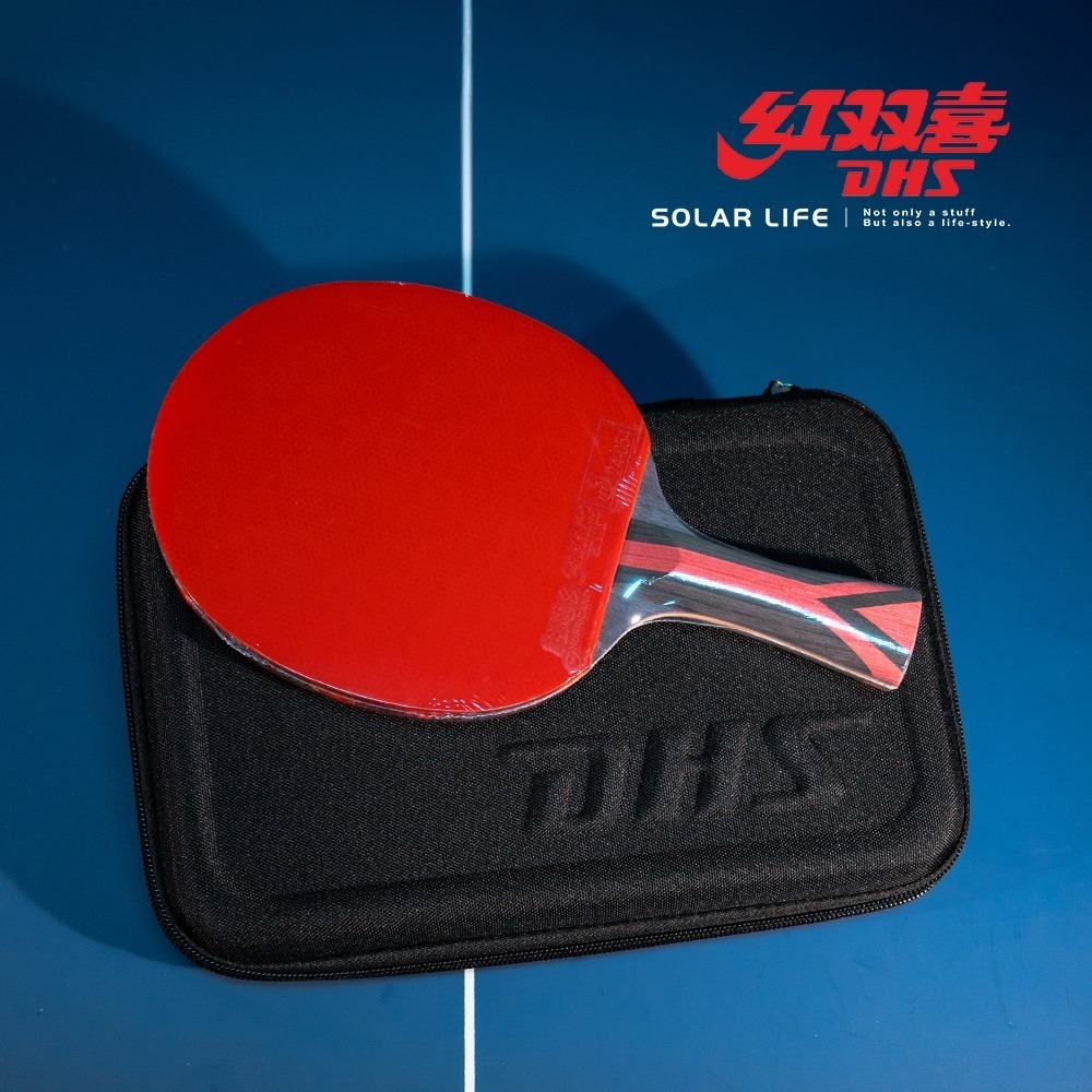紅雙喜DHS 八星級芳碳纖維柚木桌球拍H8002(狂飆3+狂飆8)/贈球拍套+6球.乒乓球拍 橫拍 膠皮球拍 負手板-細節圖3