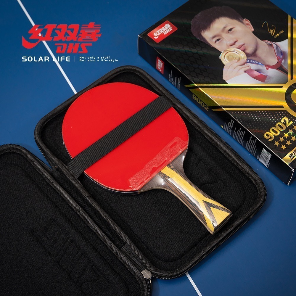 紅雙喜DHS 九星級芳碳纖維黑檀木桌球拍H9002(狂飆3+狂飆8)/贈球拍套+6球.乒乓球拍 橫拍 膠皮球拍 負手板-細節圖3