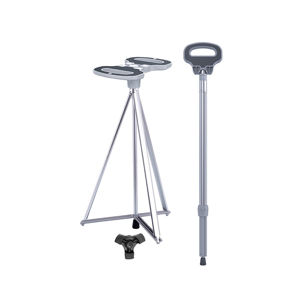 Solar Life 索樂生活 座椅手杖.折疊柺杖椅 柺杖凳 老人手杖 摺疊步行凳 柺杖椅凳-規格圖6