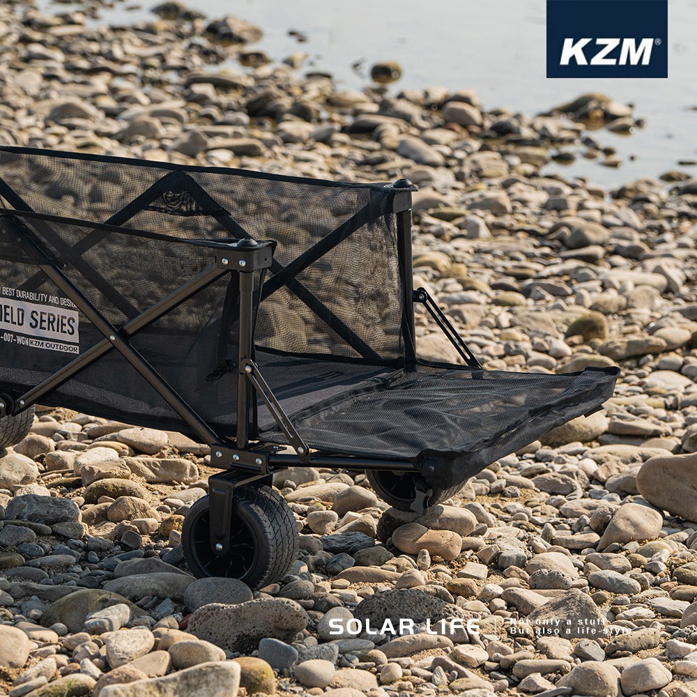 KAZMI KZM 個性可開式手拉車(網布).露營手推車 戶外四輪拖車 野餐露營拖車 野營折疊拉車 收納裝備車-細節圖4