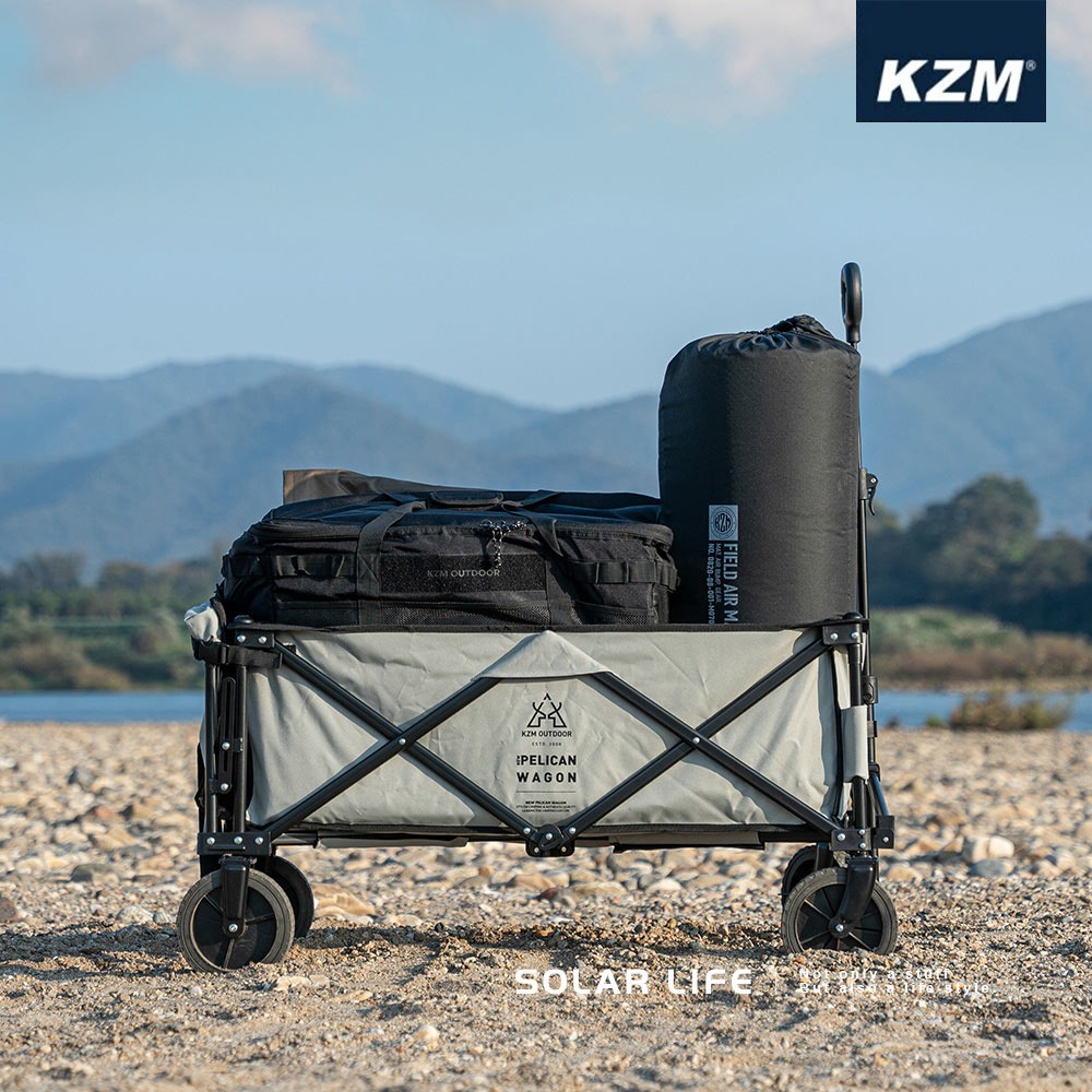 KAZMI KZM 多功能可開式手拉車.露營手推車 戶外四輪拖車 野餐露營拖車 野營折疊拉車 收納裝備車-細節圖3