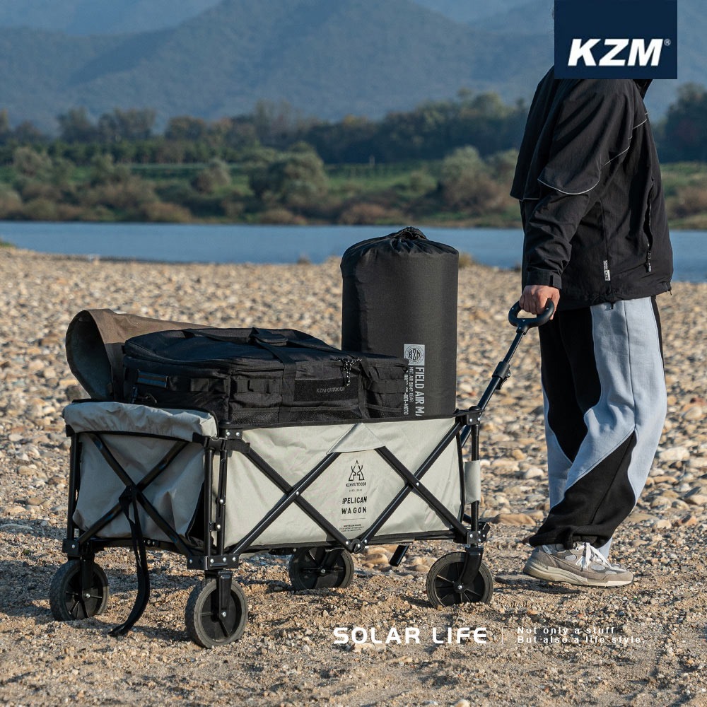 KAZMI KZM 多功能可開式手拉車.露營手推車 戶外四輪拖車 野餐露營拖車 野營折疊拉車 收納裝備車-細節圖4