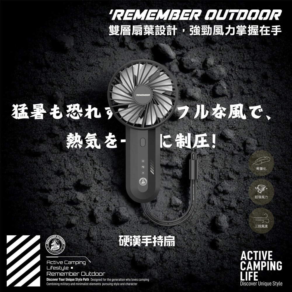 樂活不露 硬漢手持扇 RHF-01.手拿風扇 掛繩風扇 手持吊扇 隨身小風扇 隨行扇-細節圖2
