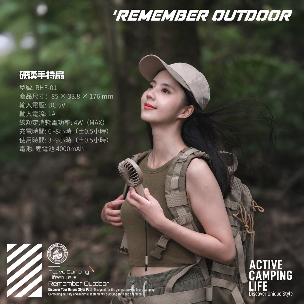 樂活不露 硬漢手持扇 RHF-01.手拿風扇 掛繩風扇 手持吊扇 隨身小風扇 隨行扇-細節圖6
