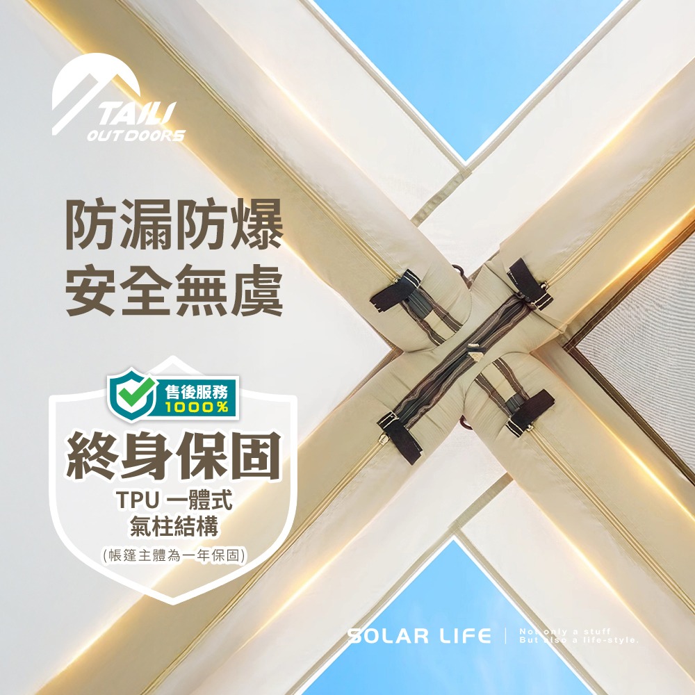 TAI LI 太力 魔方基地自動充氣客廳帳.6-8人帳 炊事帳 充氣帳篷 速搭帳快速帳 基地帳-細節圖3