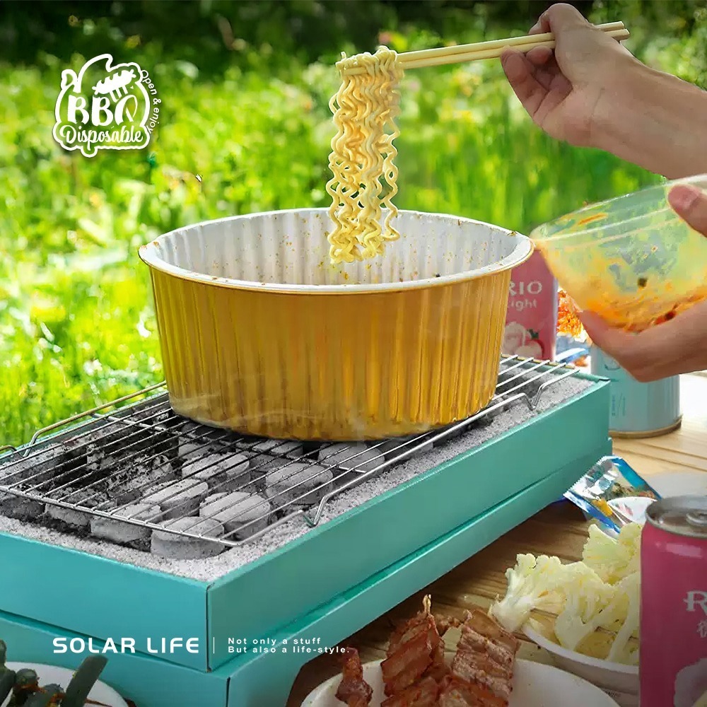 Solar Life 索樂生活 一次性烤肉架加大款42x24cm 贈50顆果木炭.中秋烤肉爐 露營燒烤架 簡易烤肉架-細節圖3