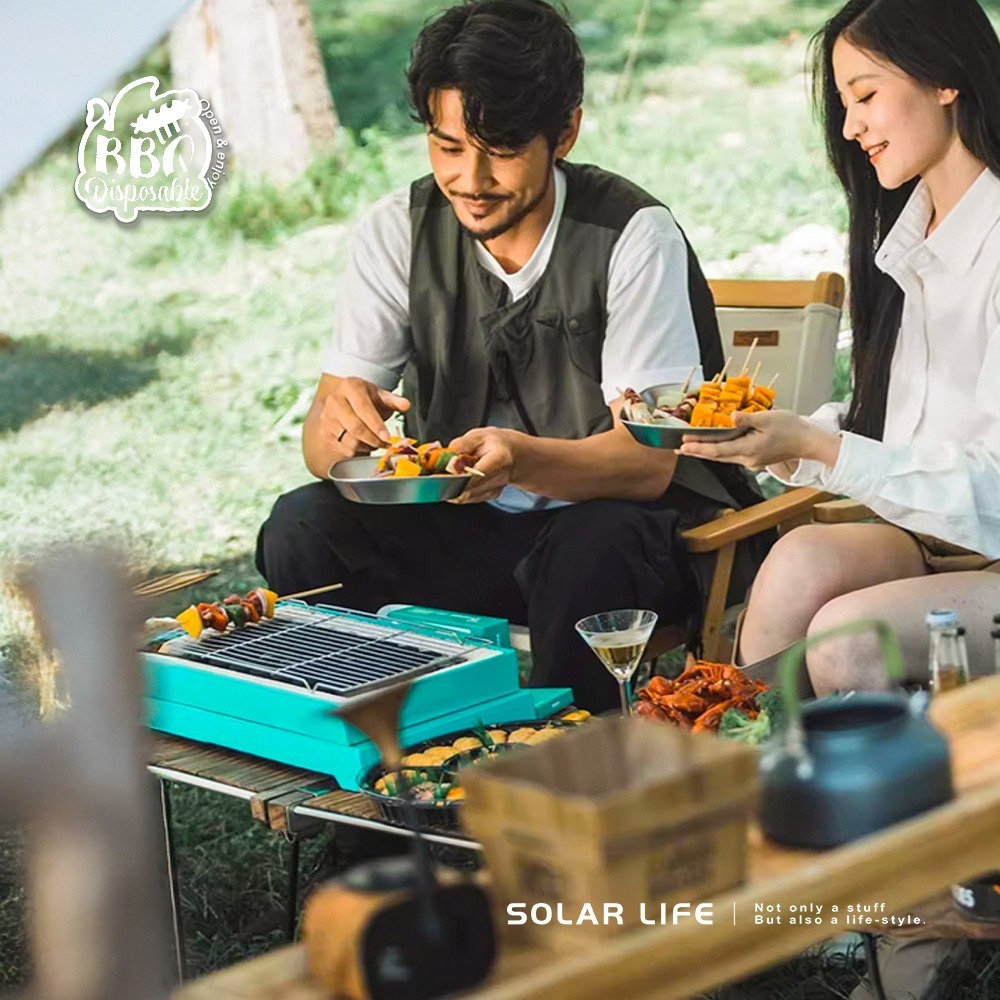 Solar Life 索樂生活 一次性烤肉架加大款42x24cm 贈50顆果木炭.中秋烤肉爐 露營燒烤架 簡易烤肉架-細節圖8