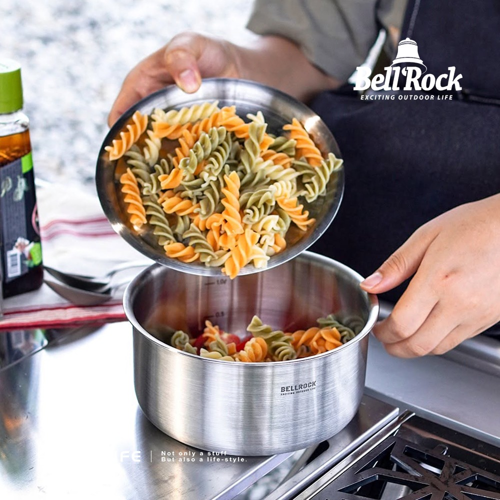 Bell Rock 不鏽鋼豪華套鍋組.韓國鍋具 15件露營套鍋 不鏽鋼鍋 湯鍋飯碗湯碗 附收納袋-細節圖4