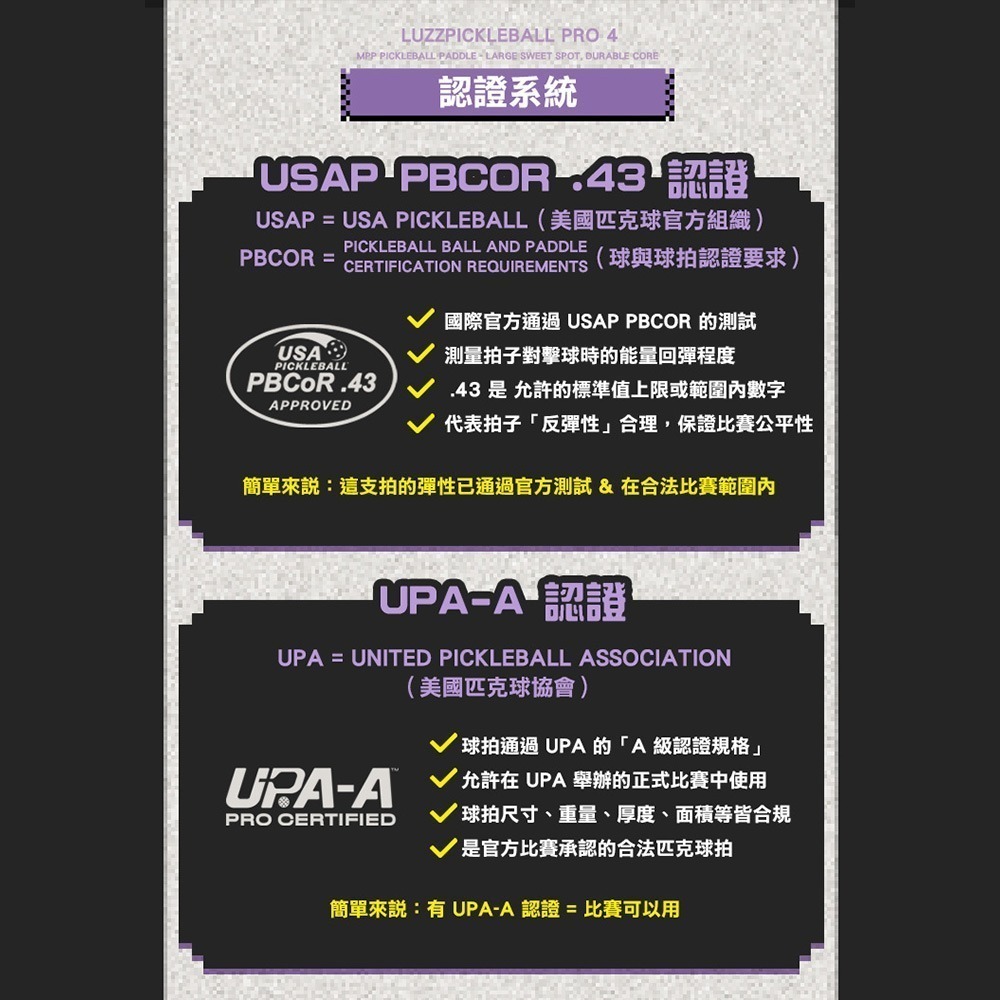 美國Luzz Pro 4 職業級雙認證匹克球拍 (Tornazo 龍捲風 / Inferno 地獄火).Pickleba-細節圖5