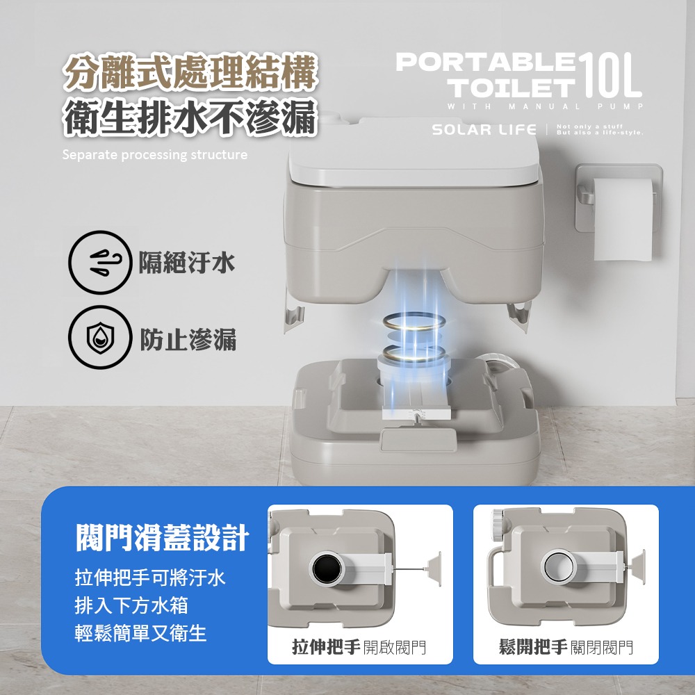 Solar Life 索樂生活 戶外行動馬桶10L.露營馬桶 移動式馬桶 車泊車宿 行動廁所 馬桶椅坐便器-細節圖6
