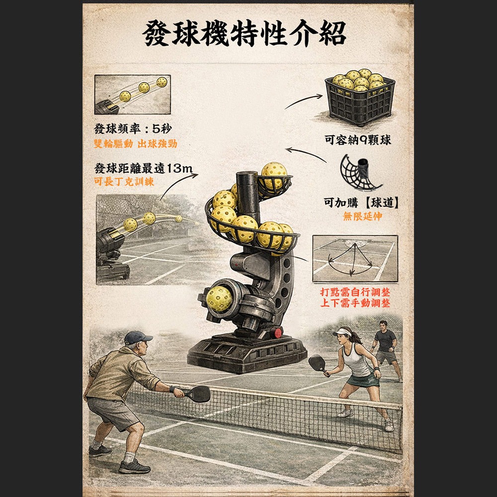 Solar Life 索樂生活 匹克球自動訓練發球機－輕量基本款/C型.訓練器 餵球機 支援腳架 一人打球 截擊丁克練習-細節圖3