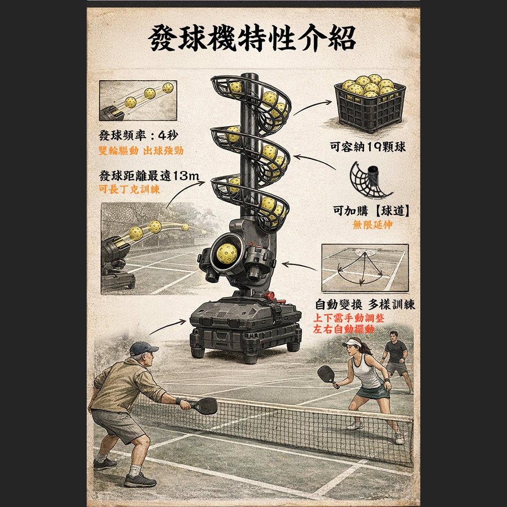 Solar Life 索樂生活 匹克球自動訓練發球機－進階穩定款/D型.訓練器 餵球機 支援腳架 一人打球 截擊丁克練習-細節圖3