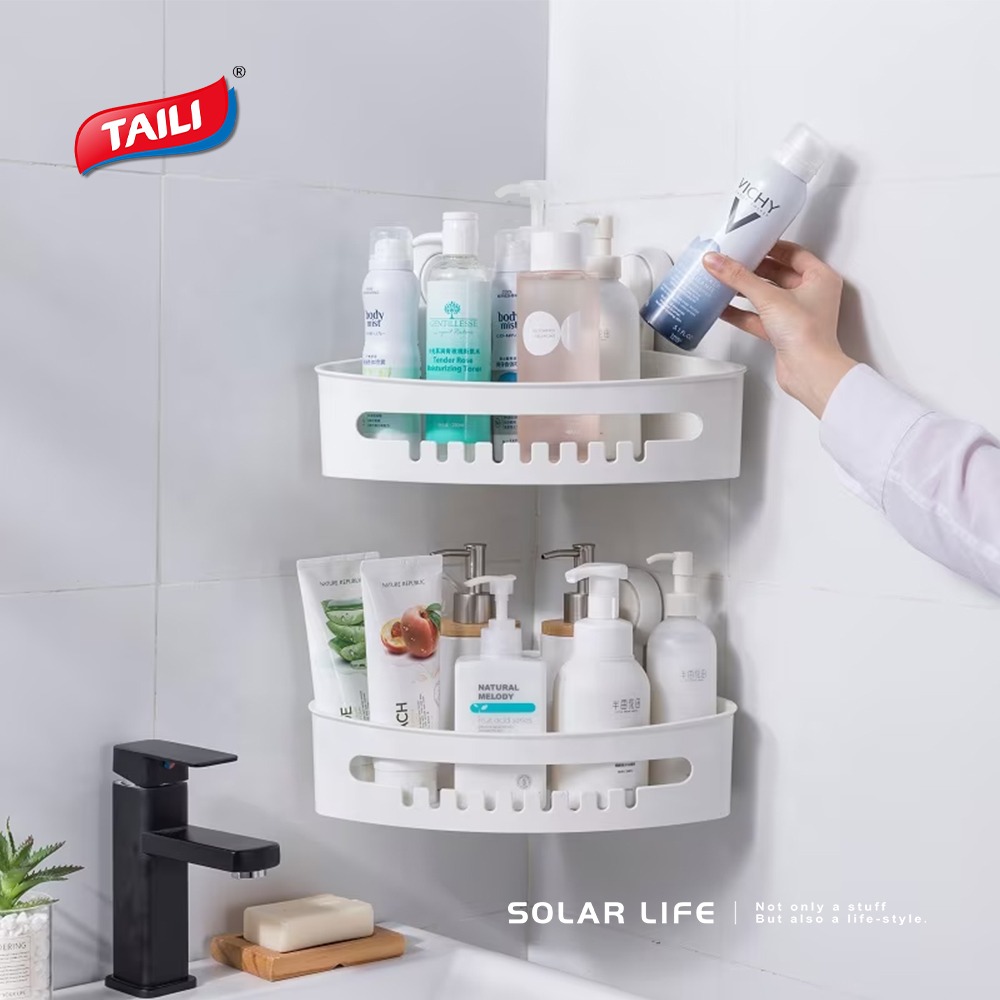 TAILI太力 真空吸盤牆面轉角置物架.牆角置物架 吸盤三角架 轉角置物籃 廁所收納架 浴室吸盤架-細節圖9